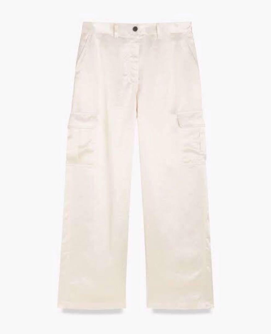 美品 Theory 23SS アセテートサテン カーゴパンツ アイボリー