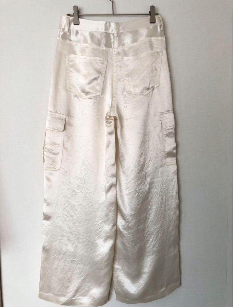 美品 Theory 23SS アセテートサテン カーゴパンツ アイボリー