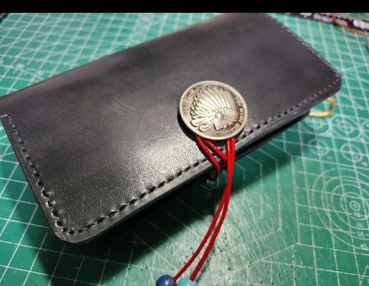 ブラック✮MiddleLeatherWalletミドルレザーウォレットUNION