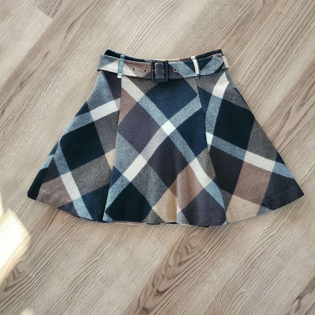 BURBERRYブルーレーベル ミニスカート ブラウンチェックスカート36サイズ