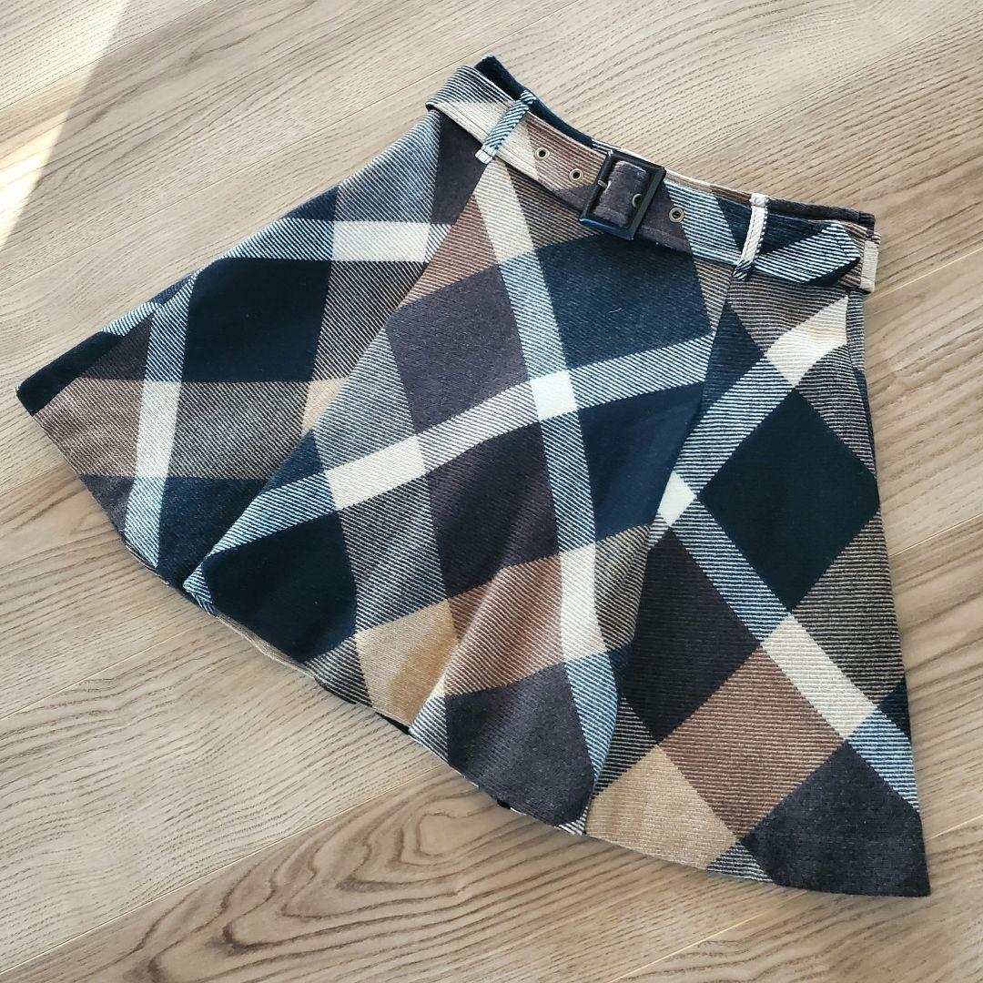BURBERRYブルーレーベル ミニスカート ブラウンチェックスカート36サイズ