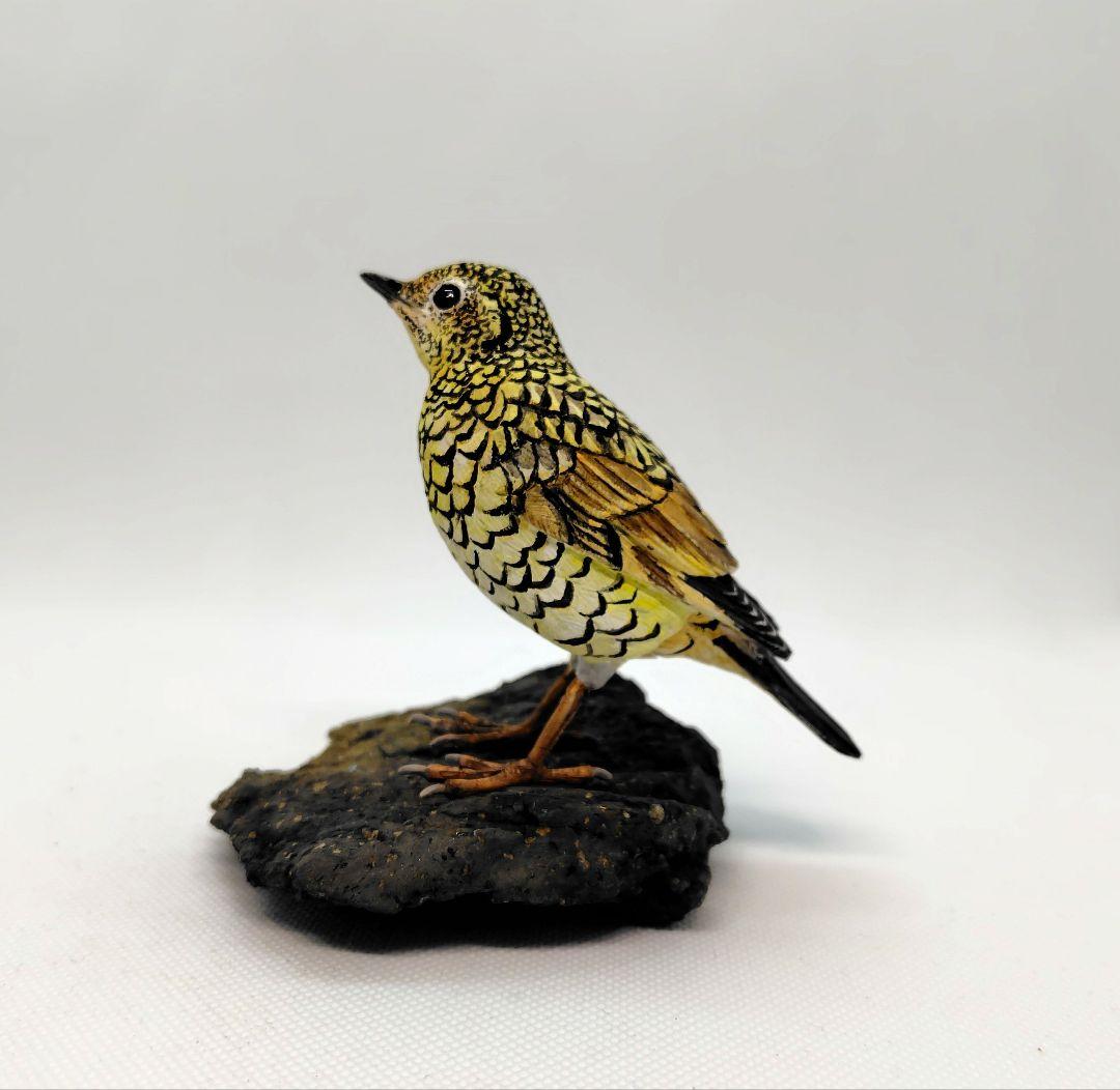 小さなバードカービング トラツグミ 野鳥 木彫り