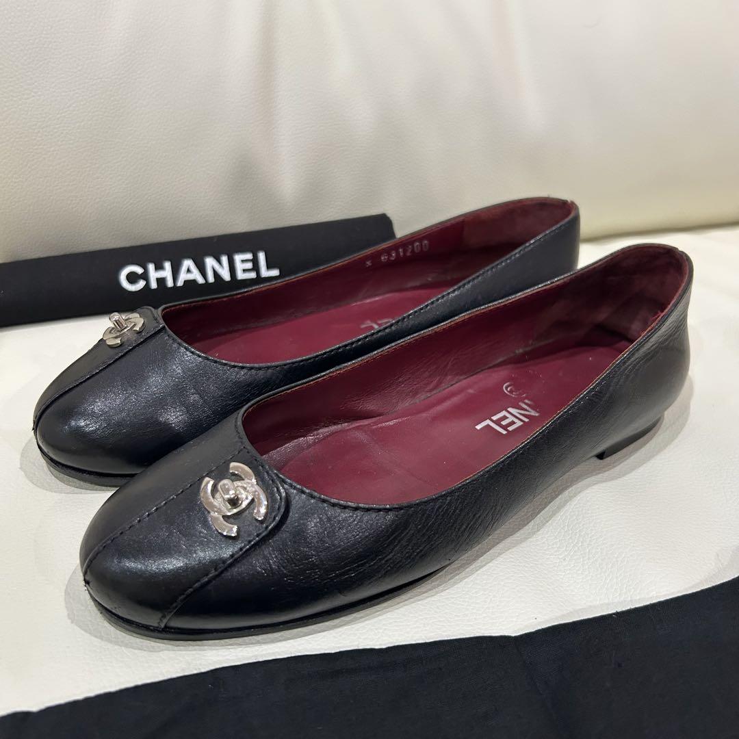 CHANEL ブラック バレエシューズ CHANEL バレエシューズ 黒 バレリーナ ブラック レディース