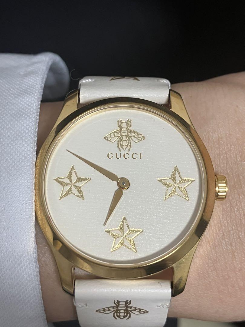 GUCCI グッチ　126.4/YA1264055 蜂　Gタイムレス　白レザー