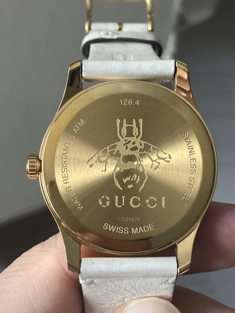 GUCCI グッチ　126.4/YA1264055 蜂　Gタイムレス　白レザー