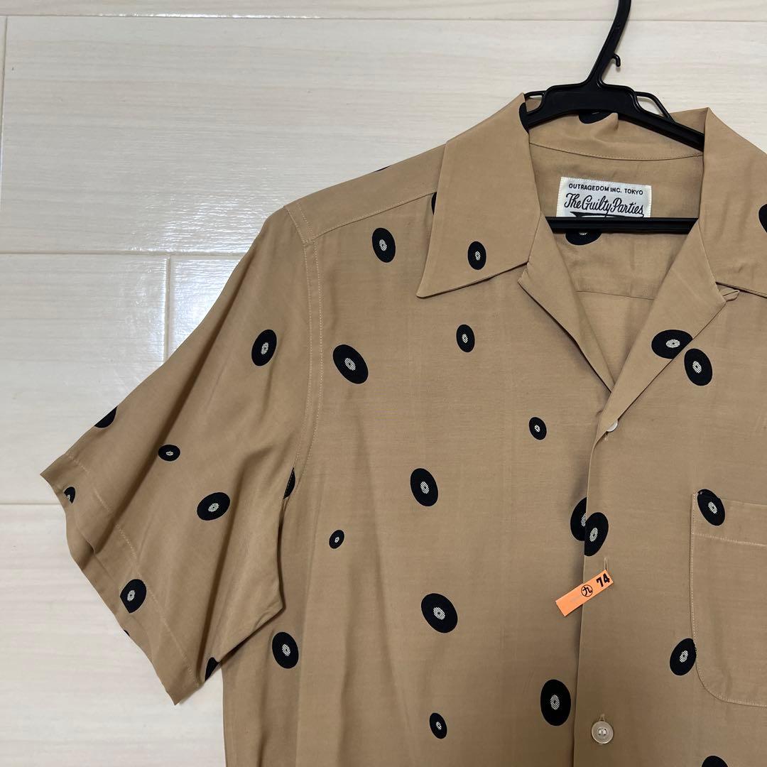 ワコマリア　ベージュ レコード柄 半袖シャツ