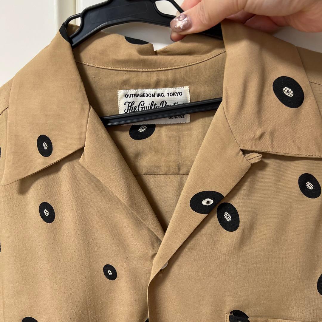 ワコマリア　ベージュ レコード柄 半袖シャツ