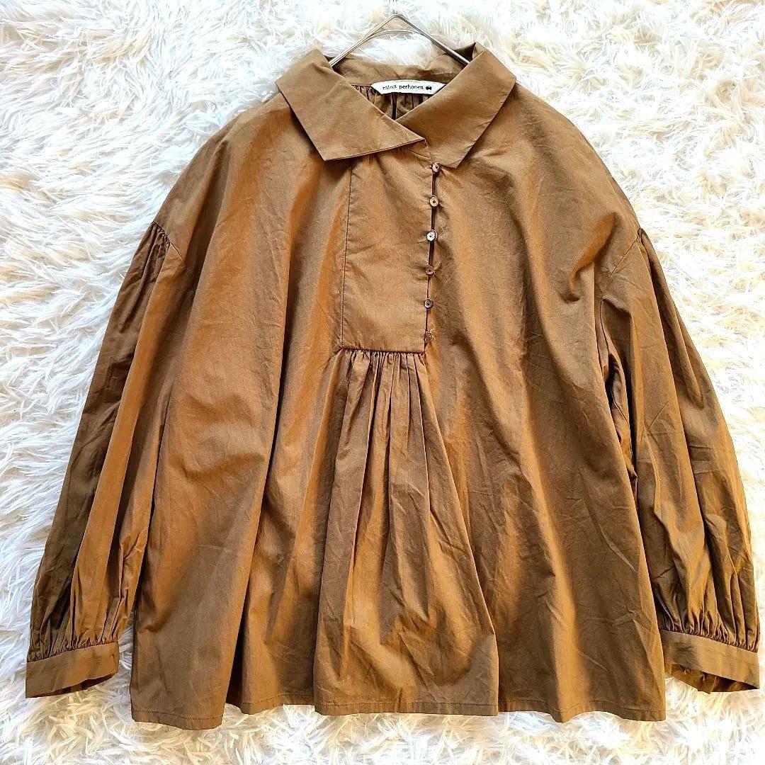 ミナペルホネン terra ブラウス 長袖 ギャザー 36 SS mina perhonen