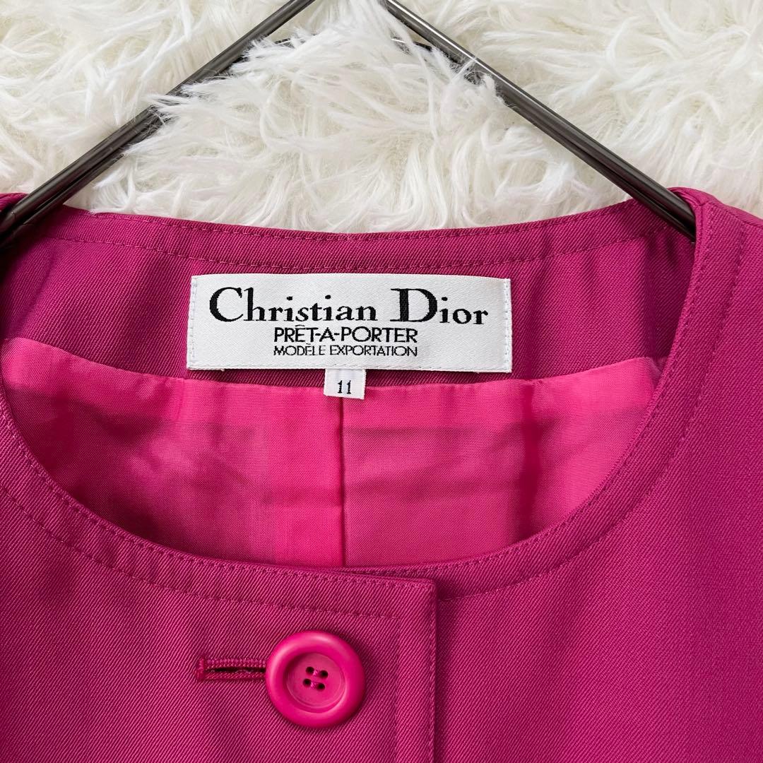 【クリスチャンディオール】セットアップ　11号　 ノーカラ―ジャケット　ピンク