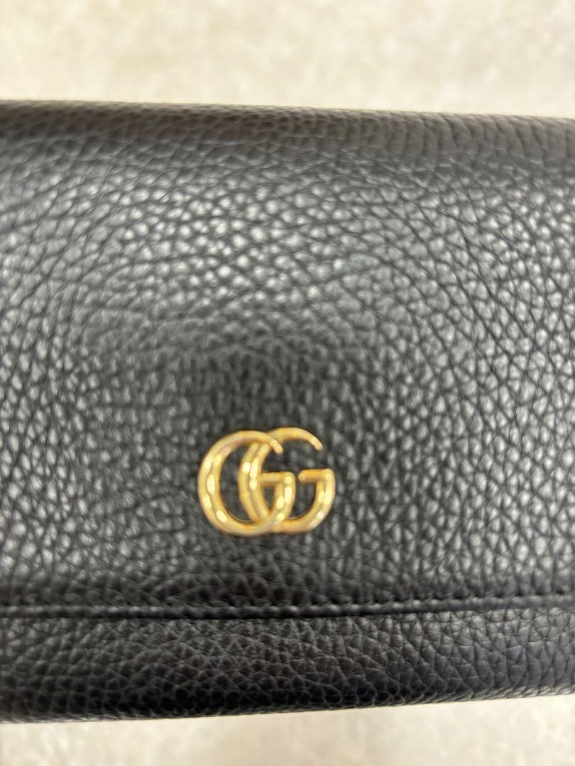 GUCCI ブラックレザー 長財布 GGロゴ