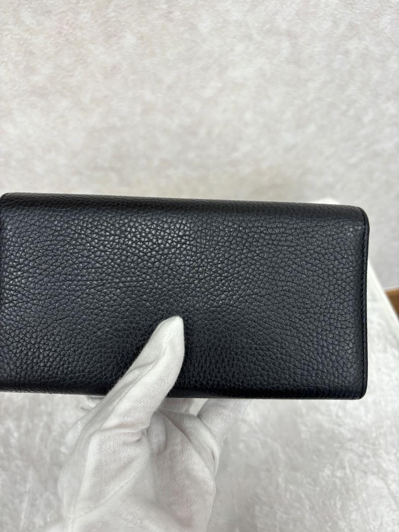 GUCCI ブラックレザー 長財布 GGロゴ