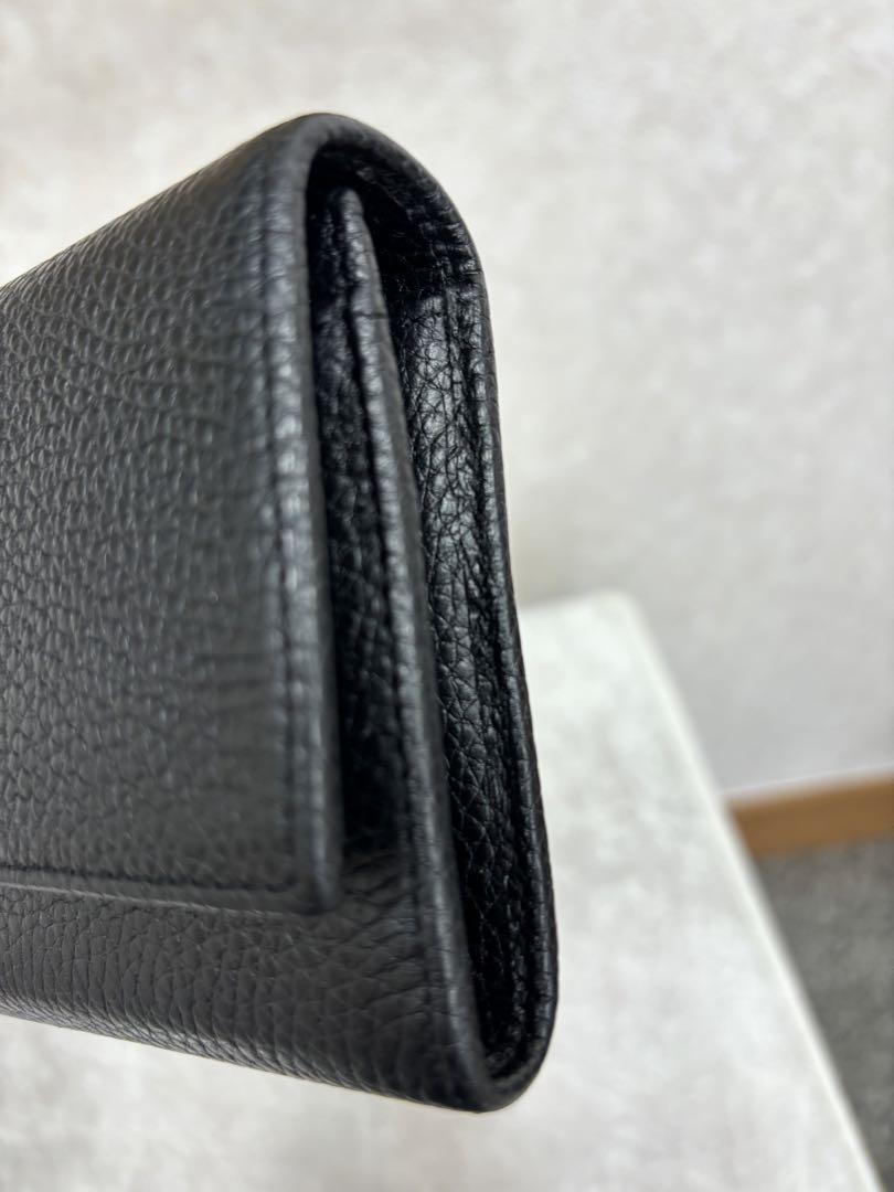 GUCCI ブラックレザー 長財布 GGロゴ