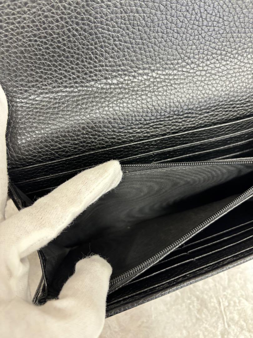 GUCCI ブラックレザー 長財布 GGロゴ