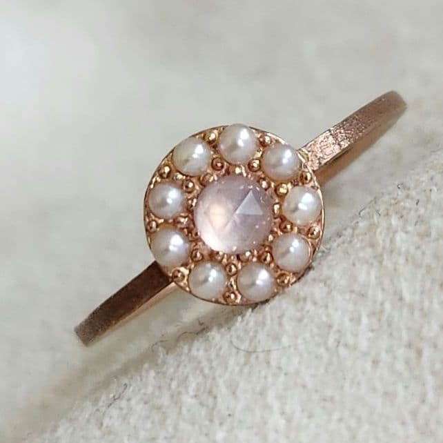 ラベンダークォーツ×パール♡9号【エテ】K10 ゴールドリング☆アガット 好きも