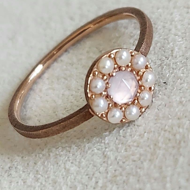 ラベンダークォーツ×パール♡9号【エテ】K10 ゴールドリング☆アガット 好きも