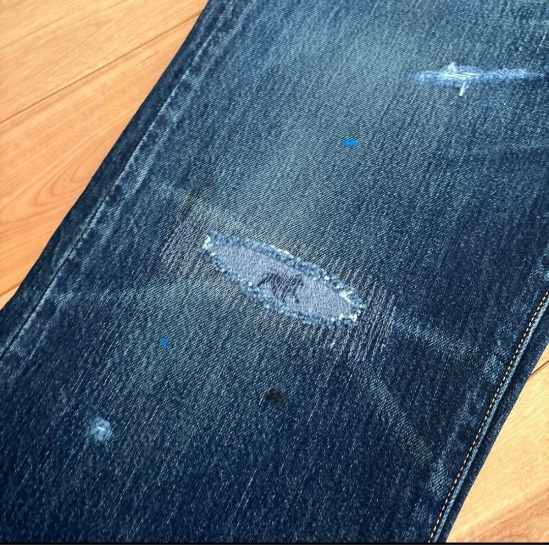 リーバイス・ステューシー コラボ 501 クラッシュ加工デニム リーバイス・ステューシー コラボ 501 クラッシュ加工デニム