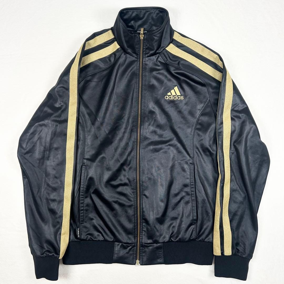 b1374【adidas】トラックジャケット　ラミネート加工　レザー調　常田大希