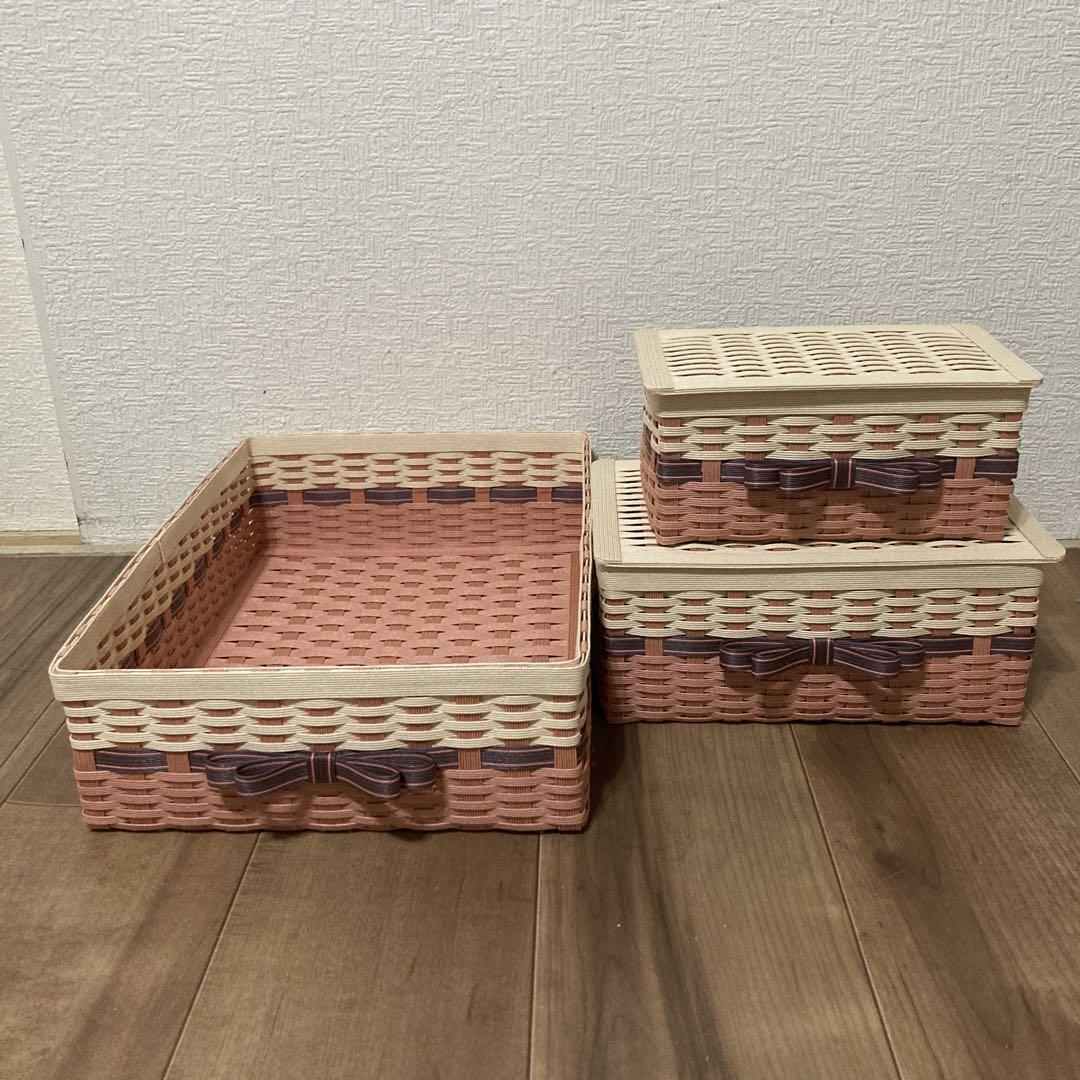 ciel様専用 ピクニックバスケット奥開き蓋 レザーハンドル 足