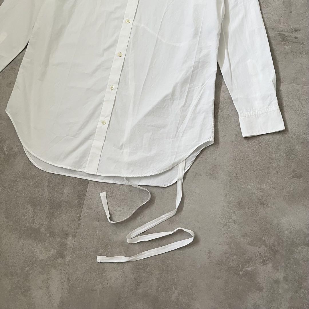 ann demeulemeesterホワイトロングシャツ ウエストリボン付き