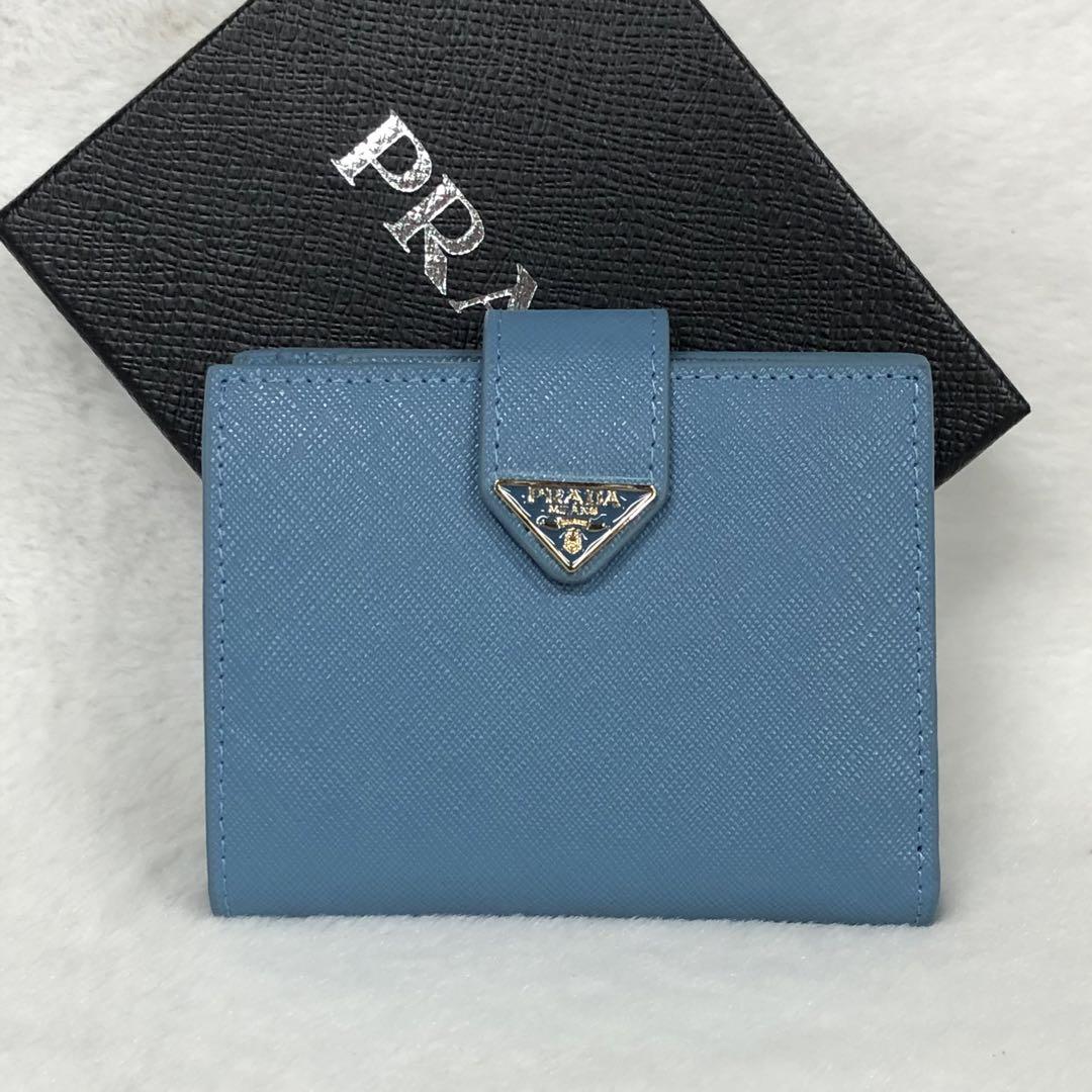PRADA プラダ リッチな折り財布財布 ザー ブルー 青