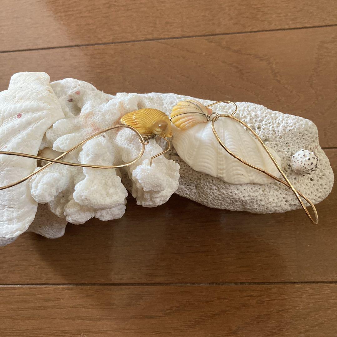 希少！サンライズシェル♡ハンドメイドピアス　オアフ島KAMERA K14ハワイ