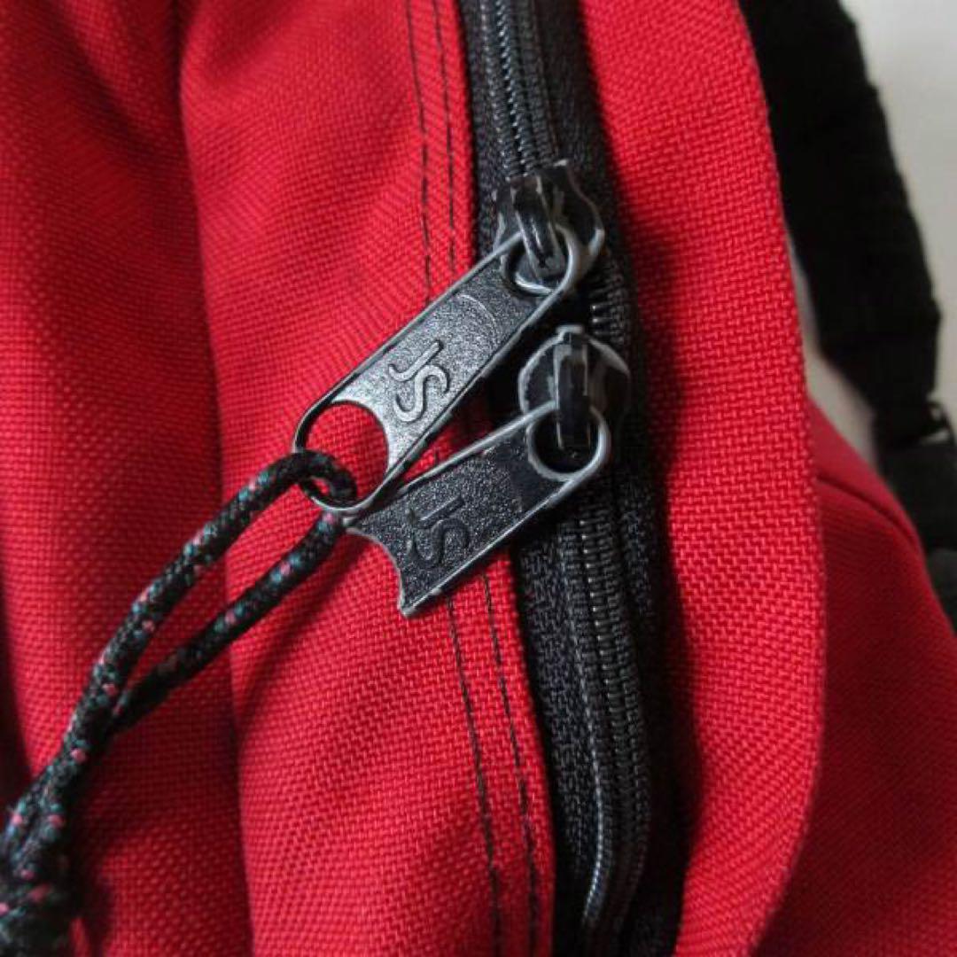 80s USA製 JANSPORT ナイロン×ボトムレザー リュックサック 赤系