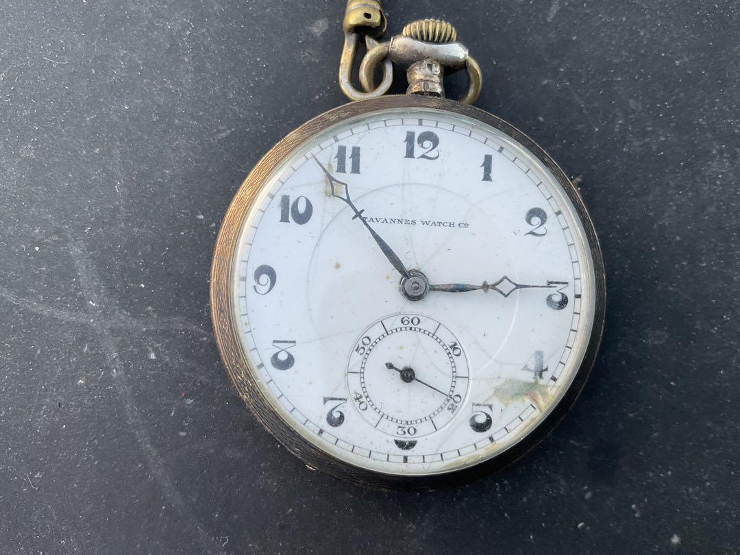 TAVANNES WATCH CO 可動品 文字盤に傷有り レトロ懐中時計傷や汚れあり