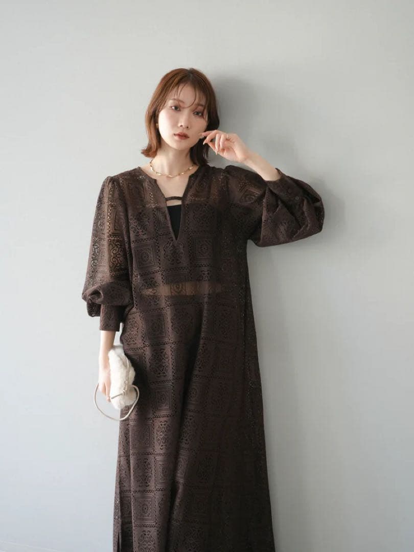 SET❤ブロックレースボリュームスリーブワンピース+ワイドパンツ　リュミエ