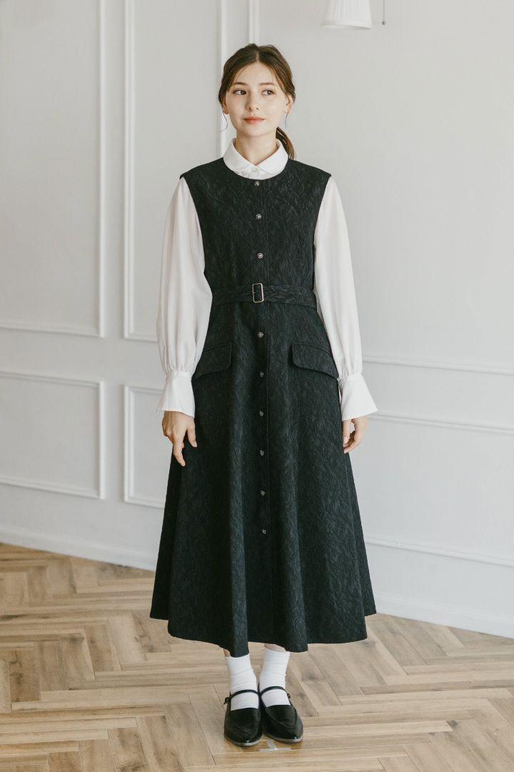 ワンピース RUIMEME jacquard gilet dress <black>
