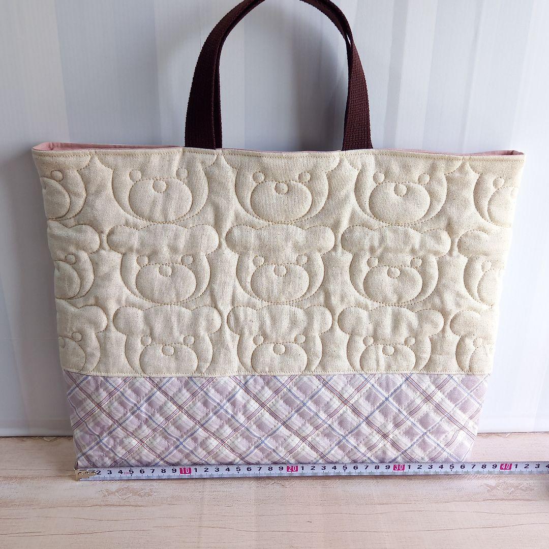 レッスンバッグ　巾着袋　　　くまさんキルト　　　　　通園バック　　　ハンドメイド レッスンバッグ #716 くまさんキルト 通園バック ハンドメイド