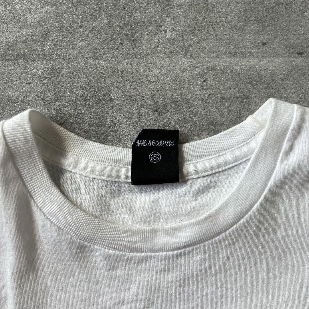 【陽気な美人プリント、センターロゴ】stussy古着Tシャツストリート菅田将暉
