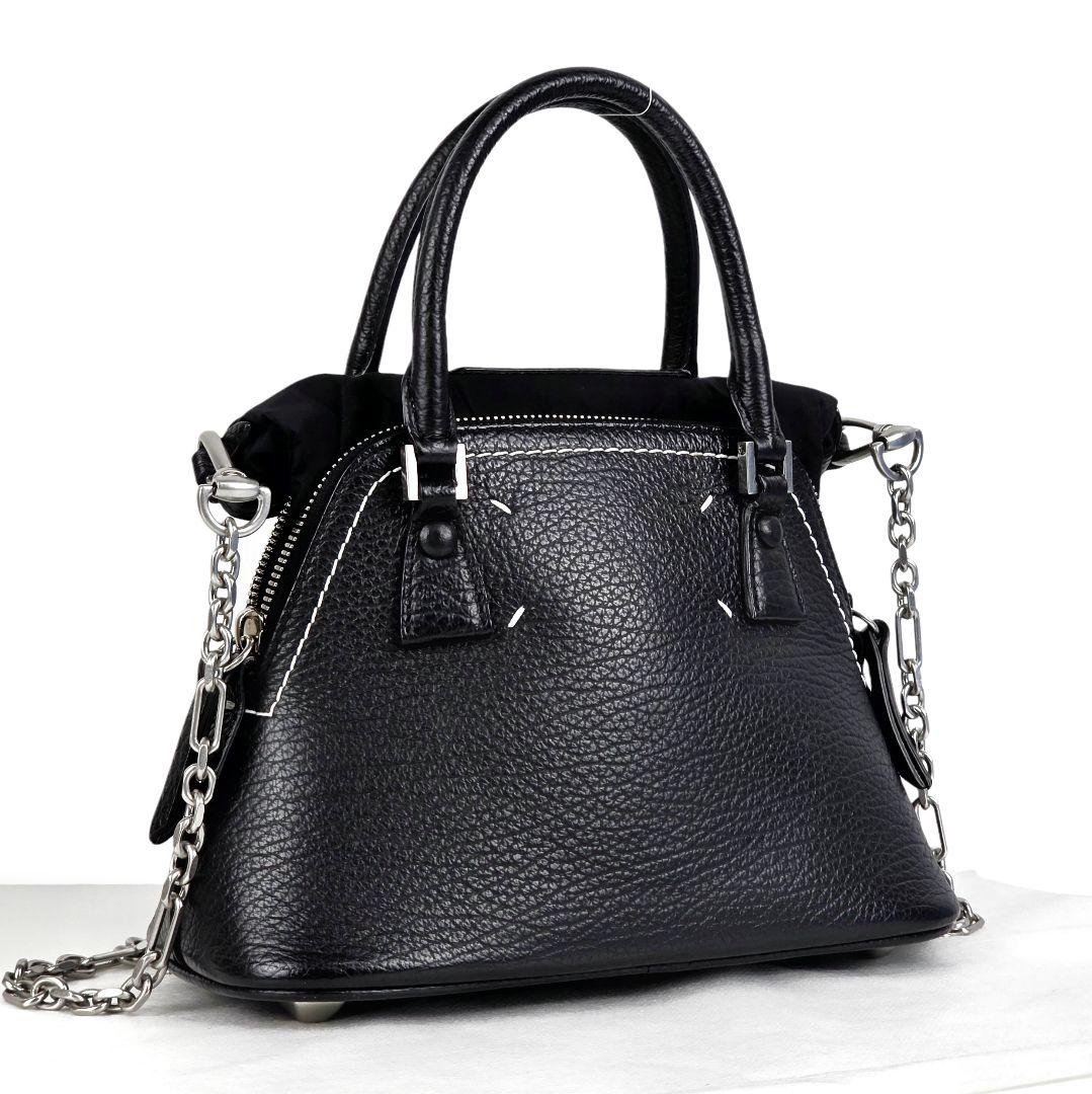 美品 メゾンマルジェラ マイクロ ショルダーバッグ 56WG0081 ブラック