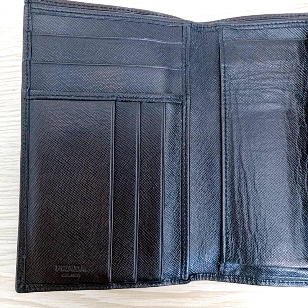PRADA 三つ折り財布 レディース レザー 本革 ブラック