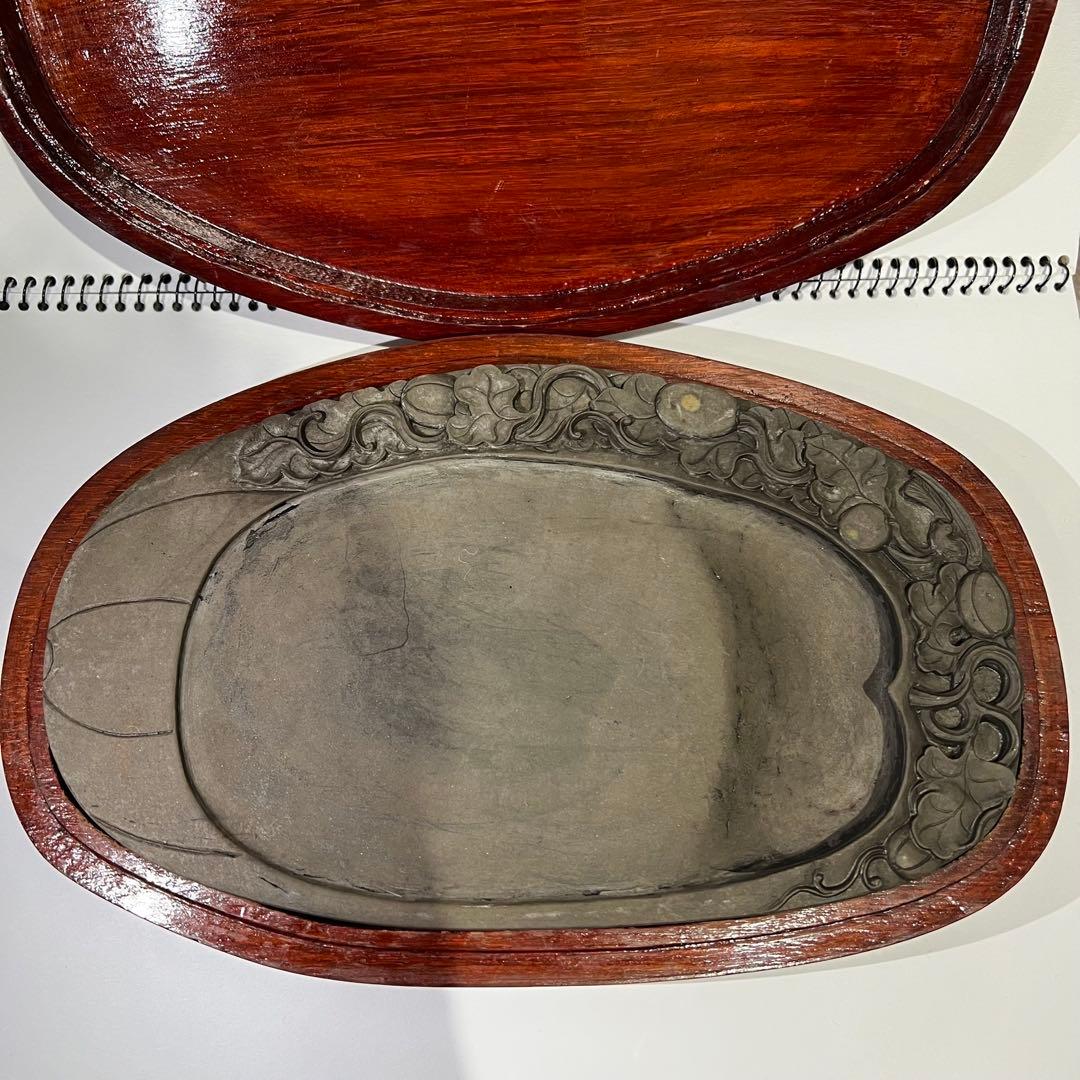 超 端渓硯 硯 スズリ 中国 ヴィンテージ 蛍石 天然石 木箱入