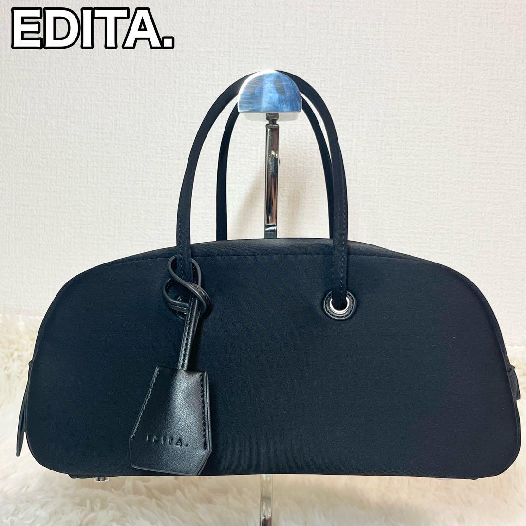 EDITA. エディータ ハーフムーン ボストンバッグ ブラック