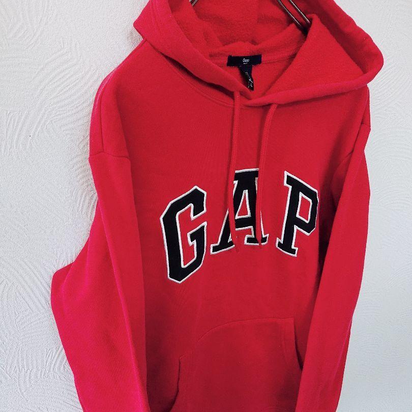 美品 GAP ギャップ カンボジア製 裏起毛 ビッグロゴ プルオーバー パーカー