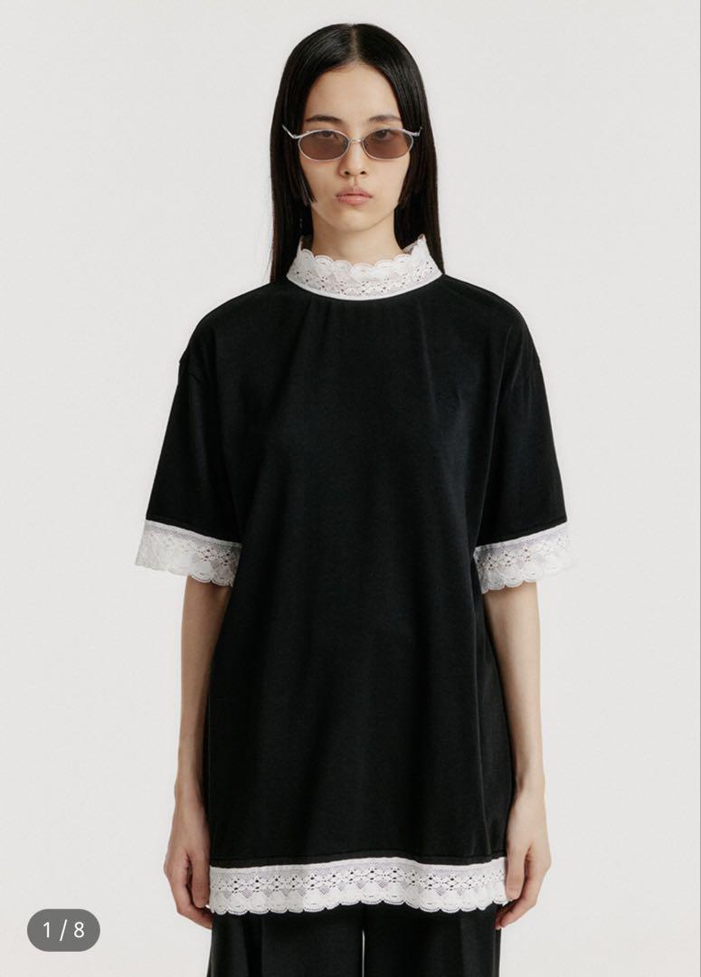eenk レースモックネックTシャツ