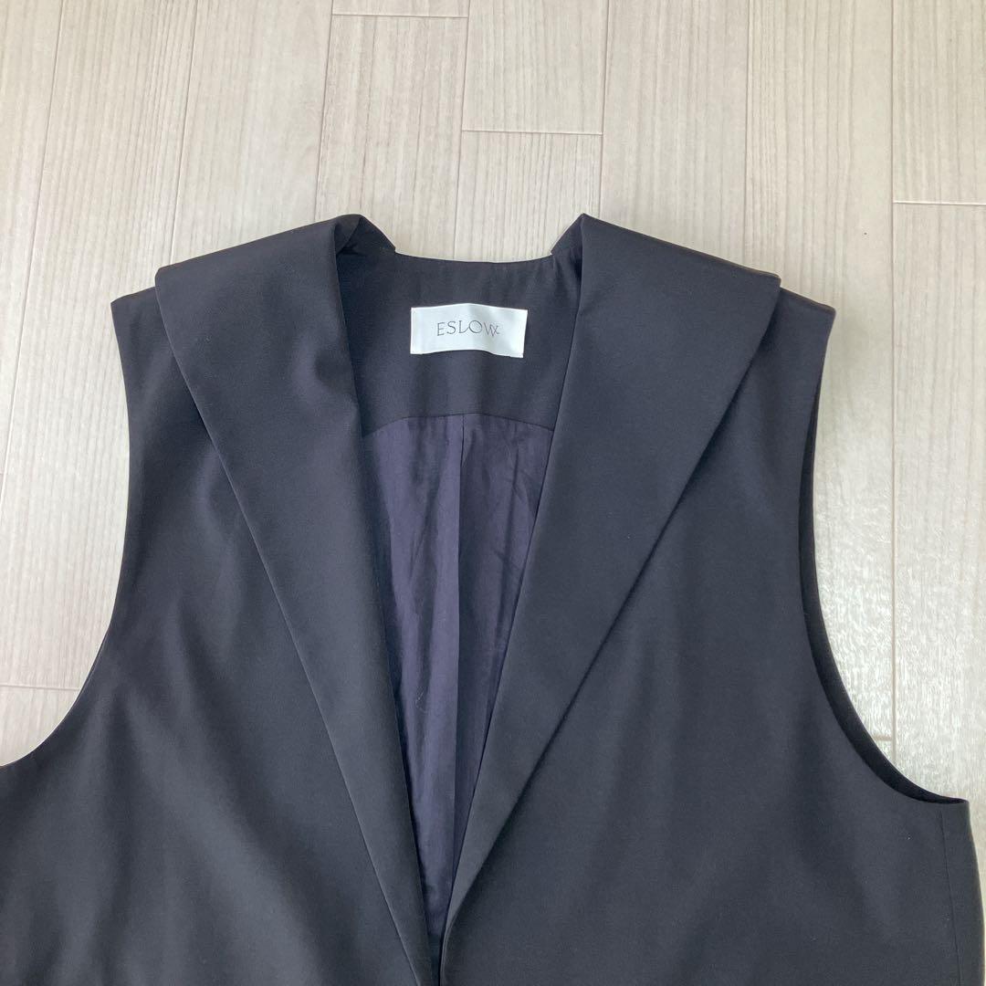 ESLOW エスロー FLAT COLLAR VEST ベスト ジレ 黒