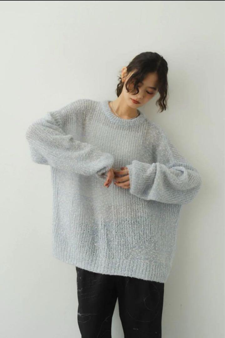 Knuth Marf jaguard sheer knit ライトブルー
