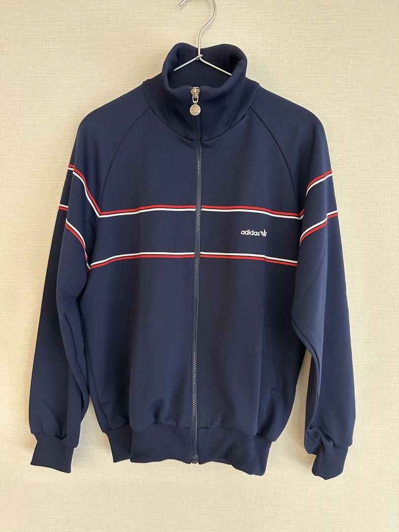 80〜90s adidas 　ヴィンテージジャージ　セットアップ　古着 adidas アディダス 古着 ジャージ 刺繍ロゴ 紺 ネイビー90s 80s