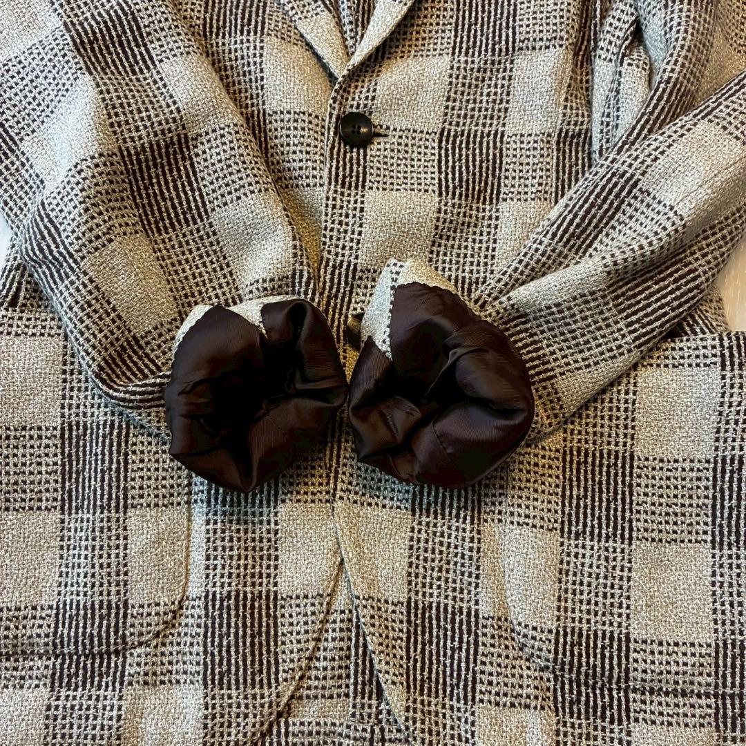 美品 LARDINI テーラードジャケット 絹　アンコン 伸縮　 編み込み　伊製