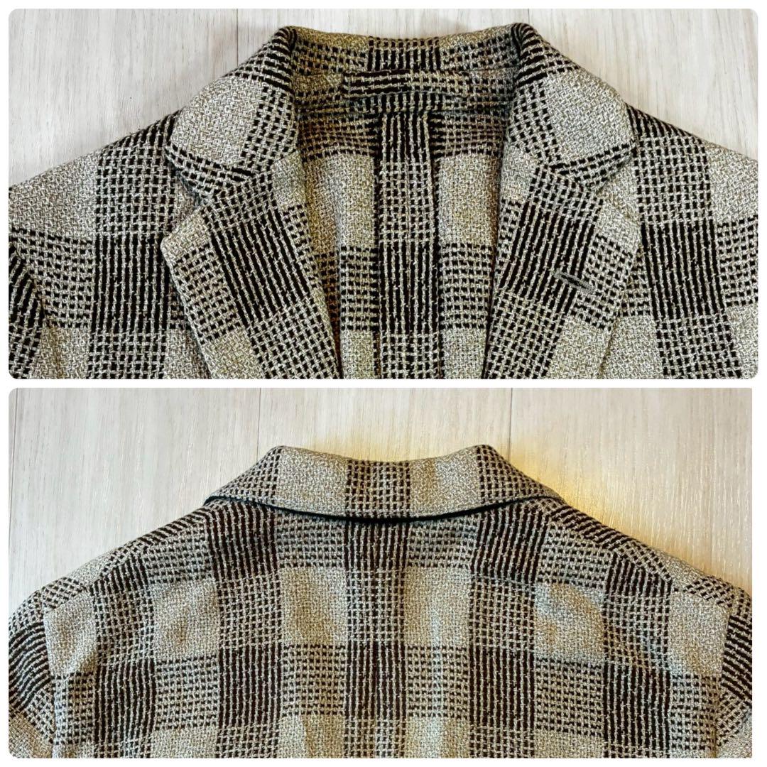美品 LARDINI テーラードジャケット 絹　アンコン 伸縮　 編み込み　伊製