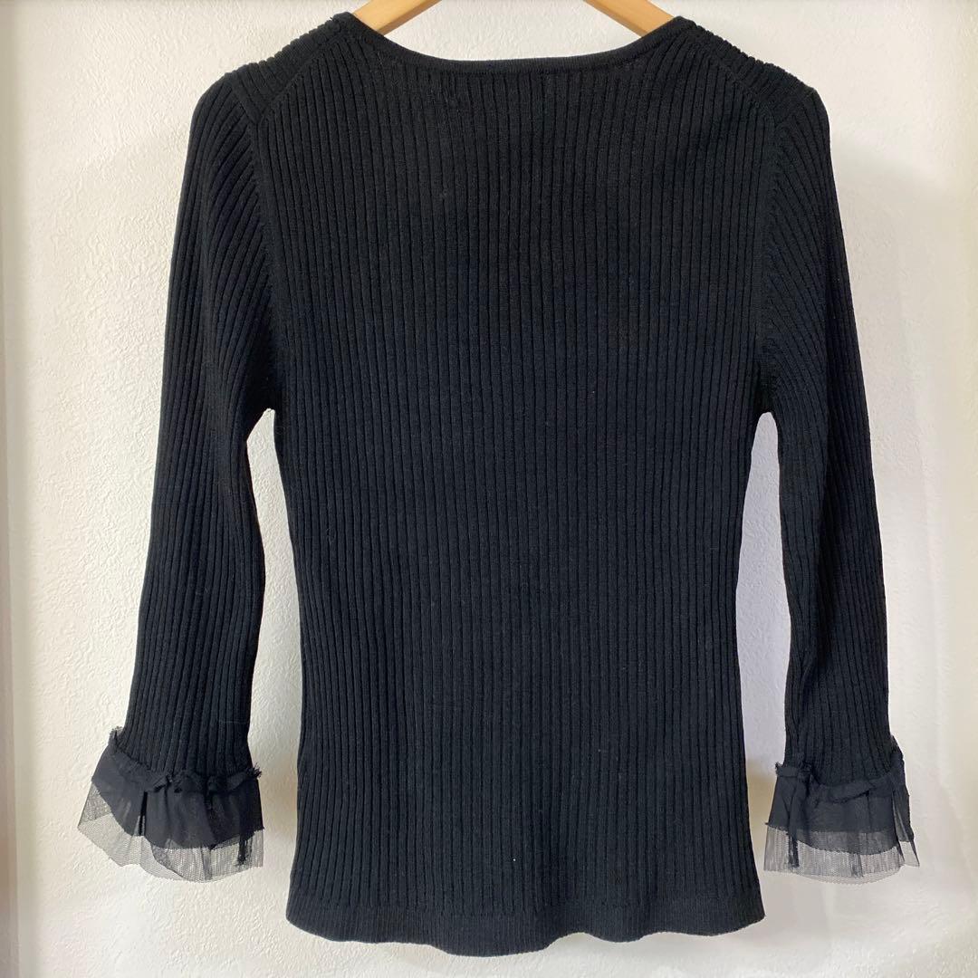 GALLERY VISCONTI☆胸元リボンビジュー七分袖リブニットカットソー mdprevattcaulkingandwaterproofing.com