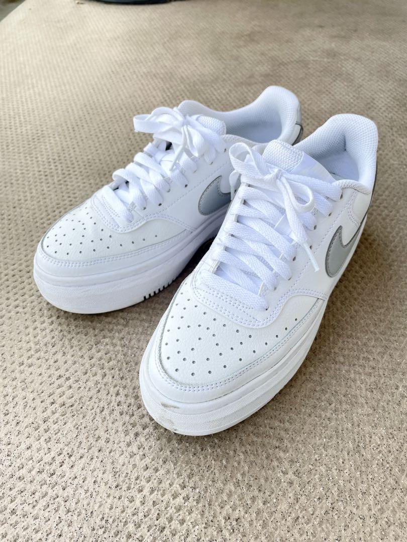 NIKE ナイキ　コート　ビジョン　ホワイト×グレー　25cm 厚底