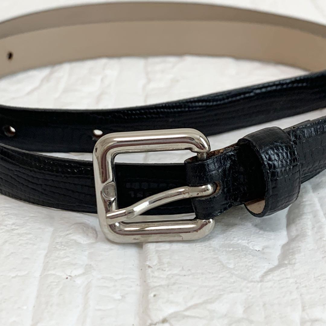 アクアスキュータム Aquascutum ベルト ブラック シルバー 黒