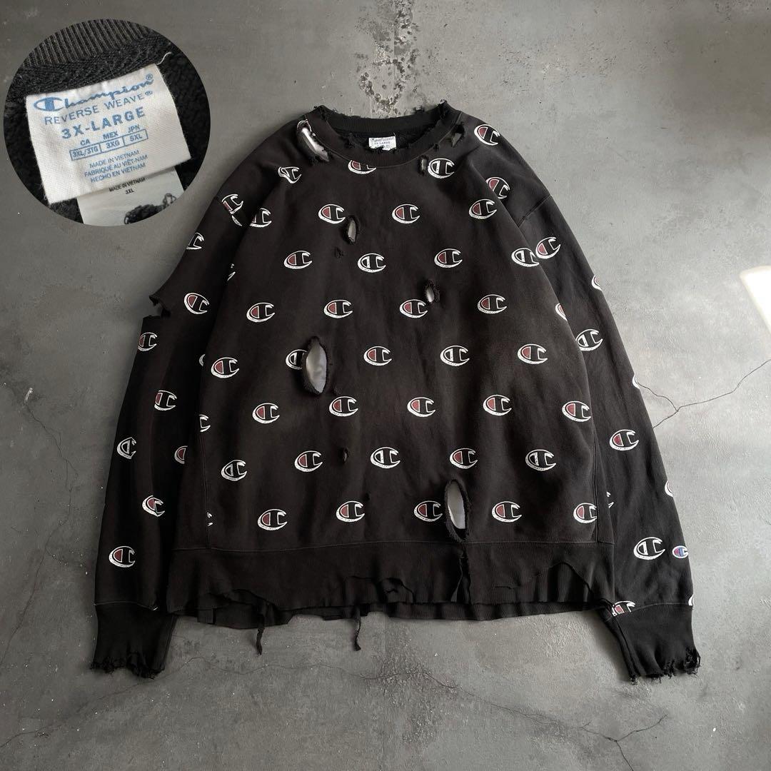 reverse weave“ロゴ”ブラック☆“3XL”boro sweat