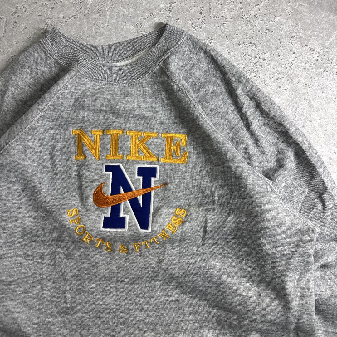 NIKE 90s スウェット トレーナー 刺繍ロゴ 銀タグ グレー L