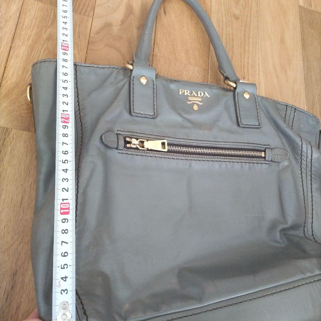 PRADA プラダ　レザーバック　トートバッグ　グレー