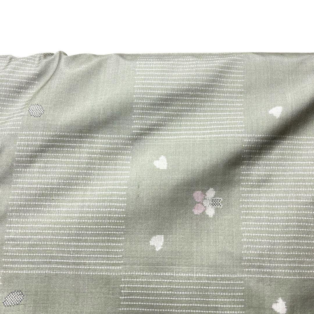 小紋大島紬色大島市松模様花模様花弁着物044a p