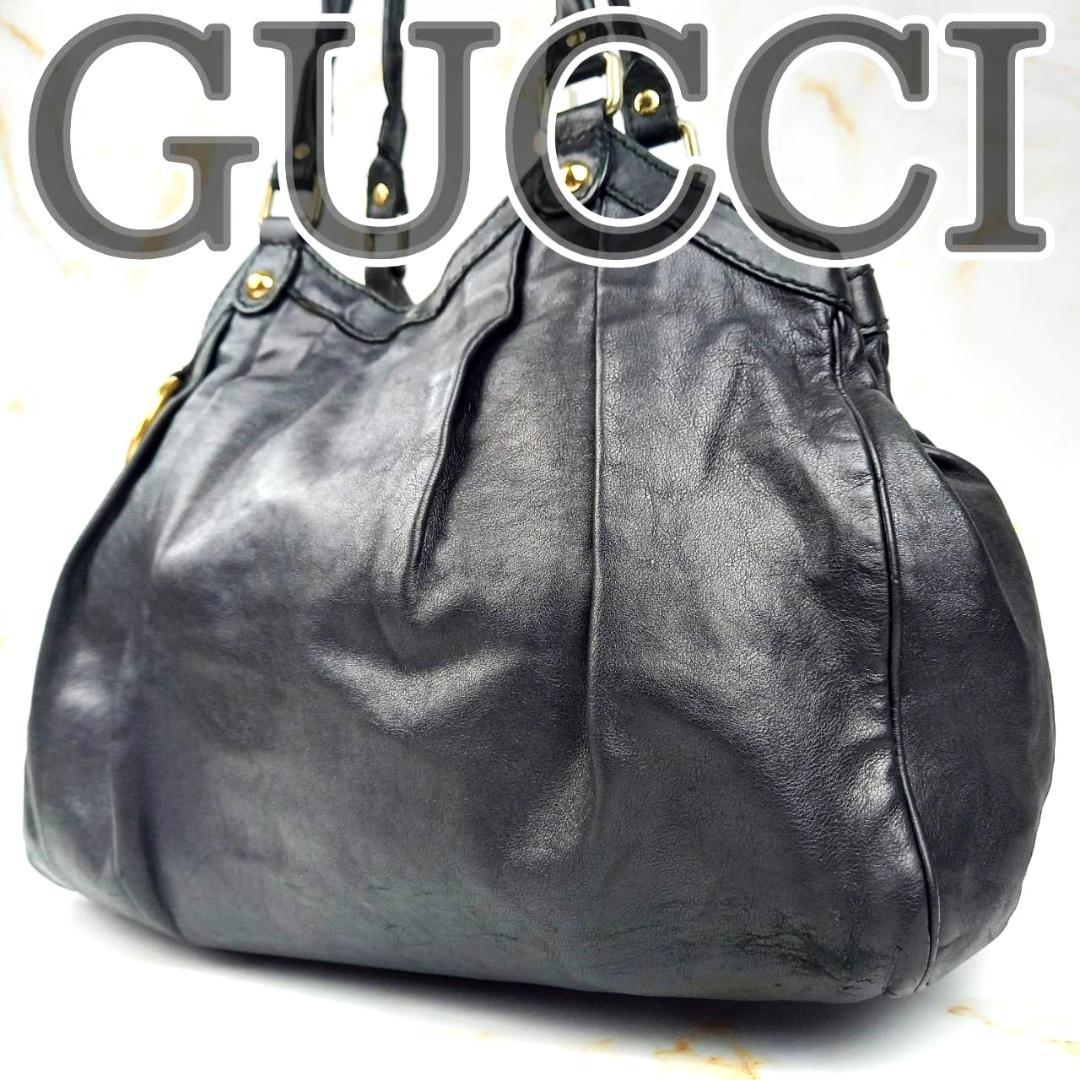 GUCCI グッチ ハンドバッグ トートバッグ スーキー レザー 黒 肩掛け可